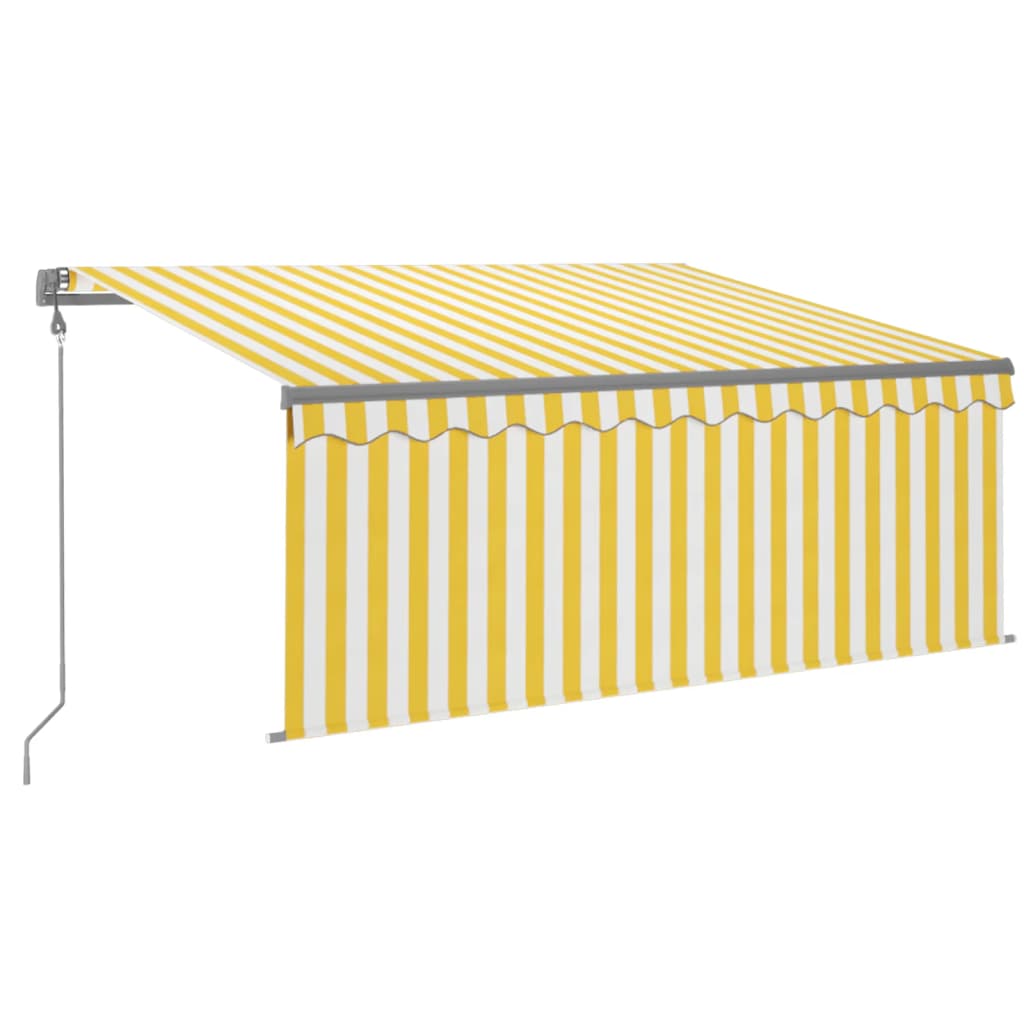 markise m. gardin+LED+vindsensor 3x2,5 m automatisk gul og hvid