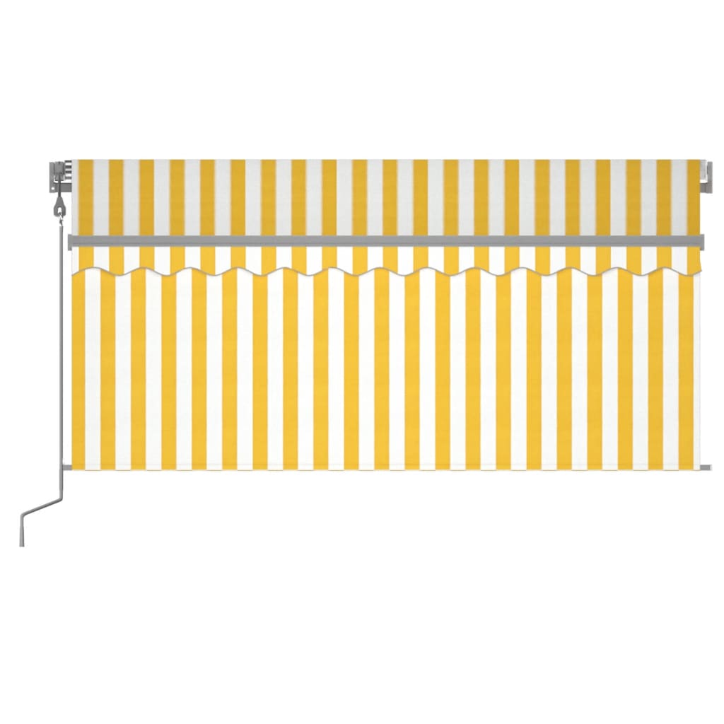 markise m. gardin+LED+vindsensor 3x2,5 m automatisk gul og hvid