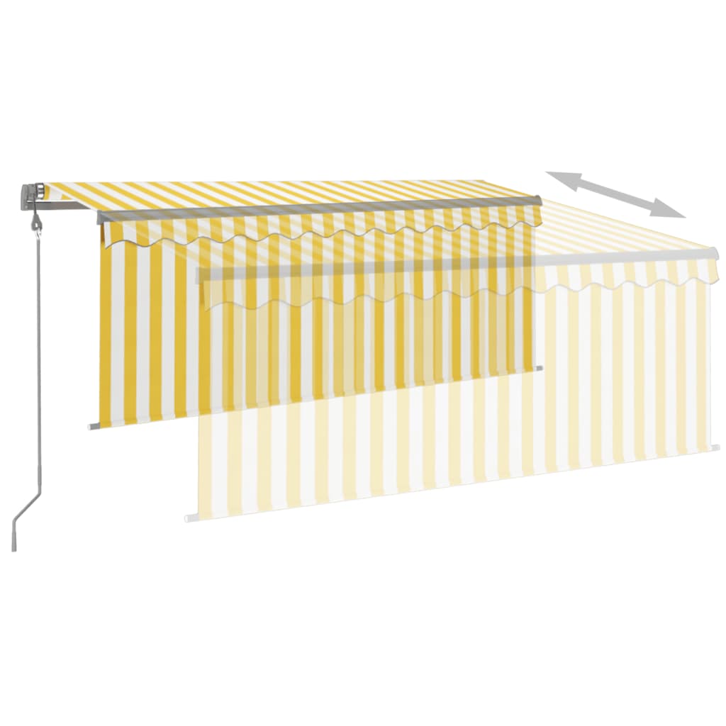 markise m. gardin+LED+vindsensor 3x2,5 m automatisk gul og hvid