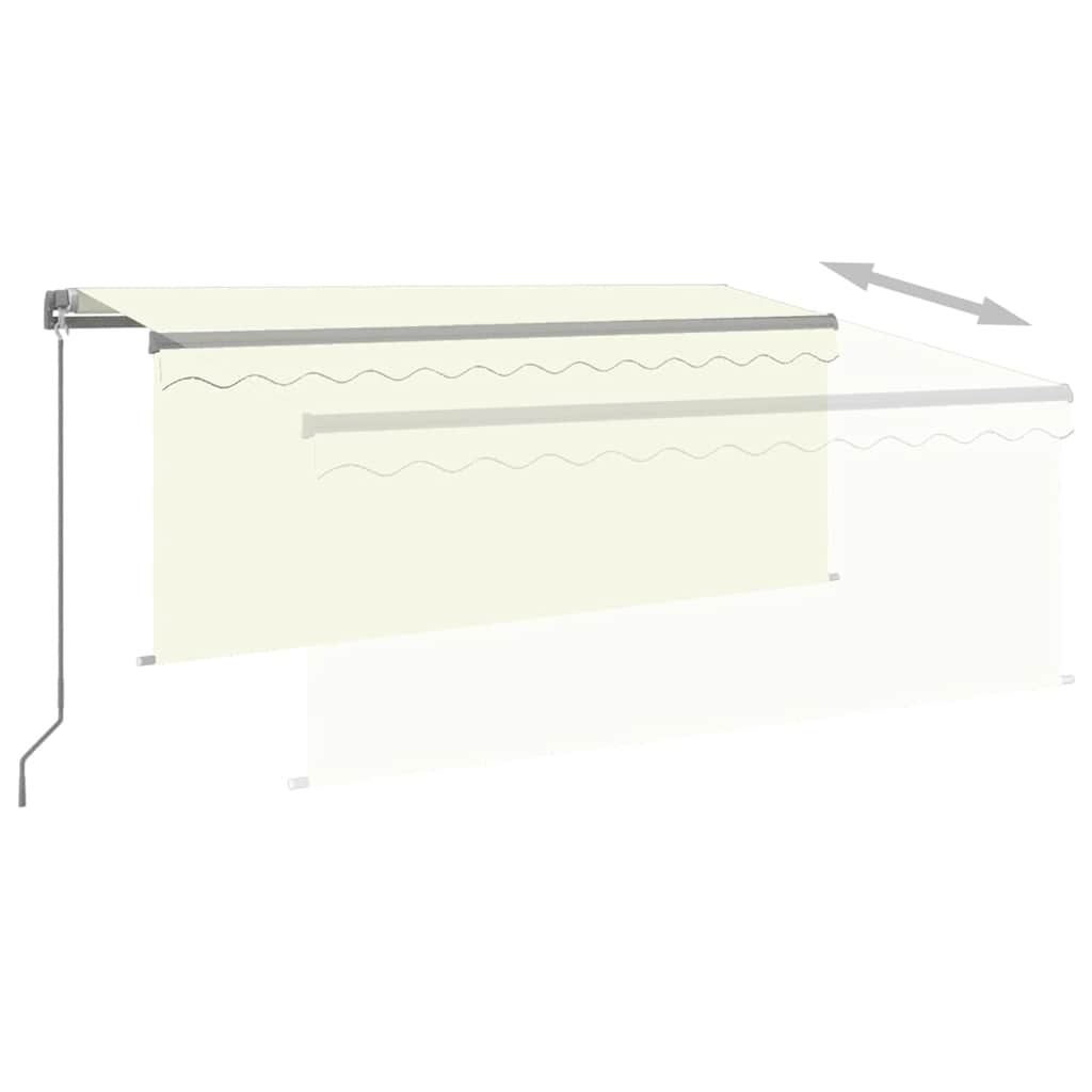 markise m. gardin + LED 3,5x2,5 m manuel betjening cremefarvet