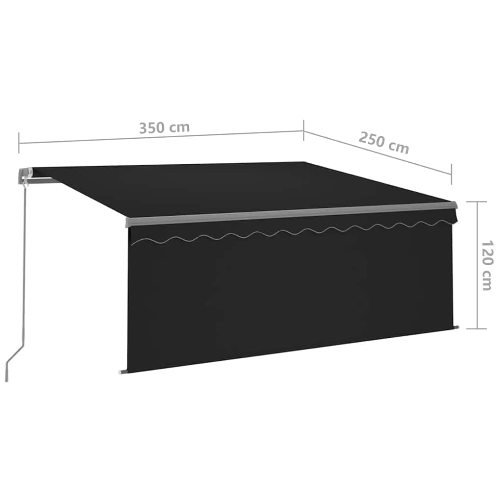 markise m. rullegardin + LED 3,5x2,5 m manuel antracitgrå