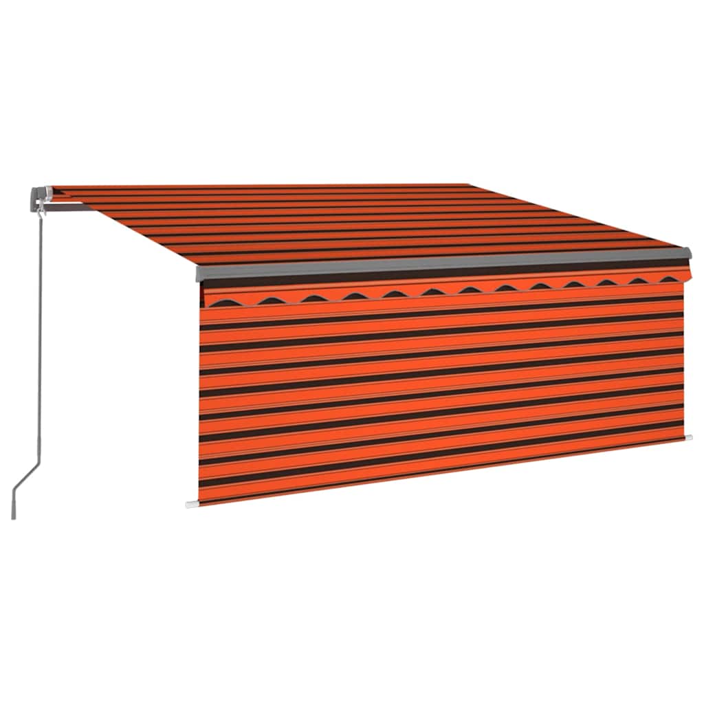 markise m. gardin + LED 3,5x2,5 m manuel betjening orange/brun