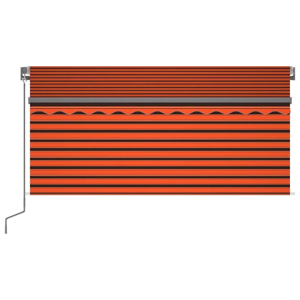 markise m. gardin + LED 3,5x2,5 m manuel betjening orange/brun