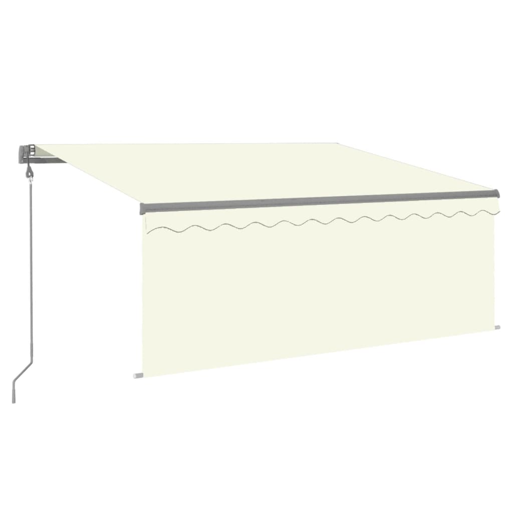 markise m. gardin+LED+vindsensor 3,5x2,5 m auto cremefarvet