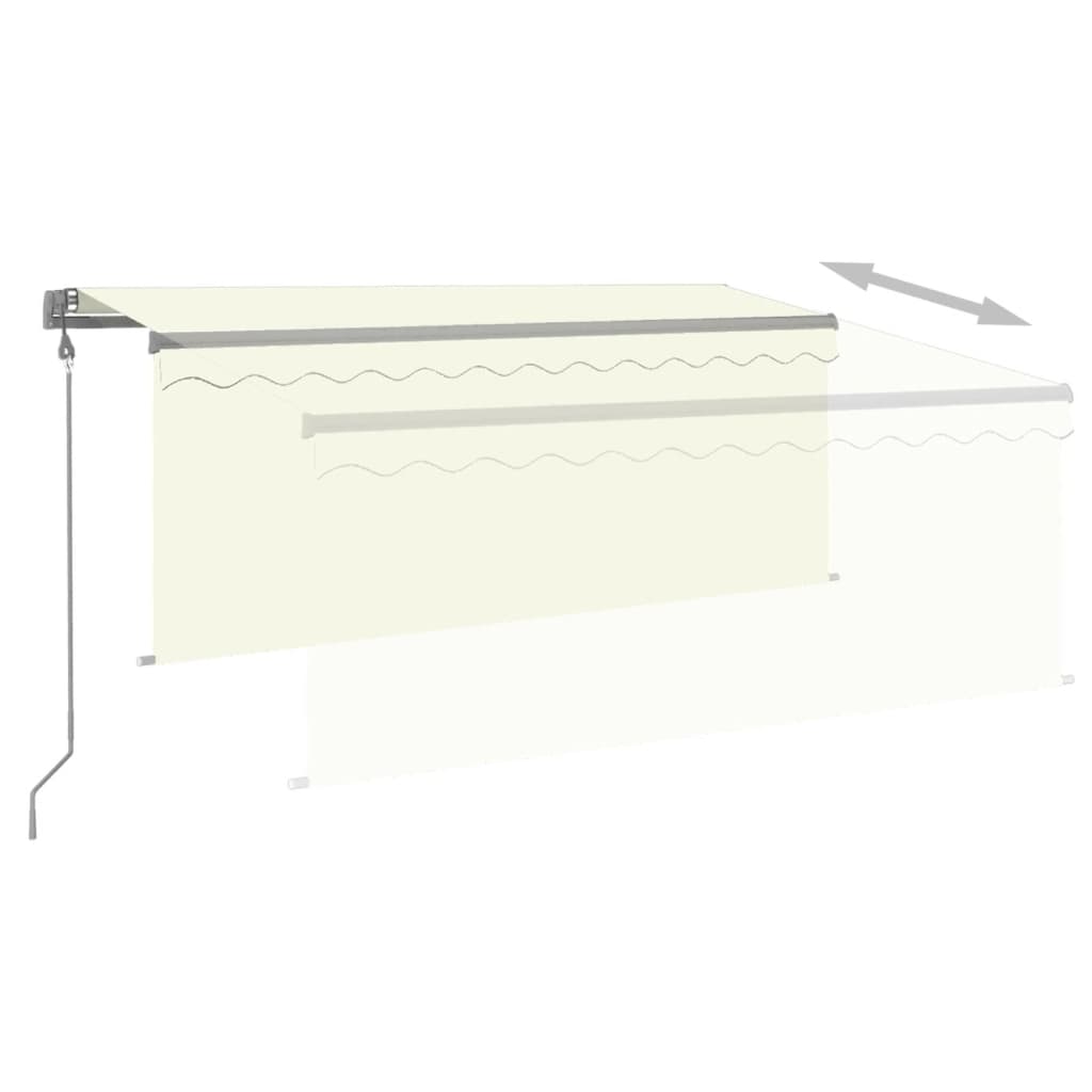 markise m. gardin+LED+vindsensor 3,5x2,5 m auto cremefarvet