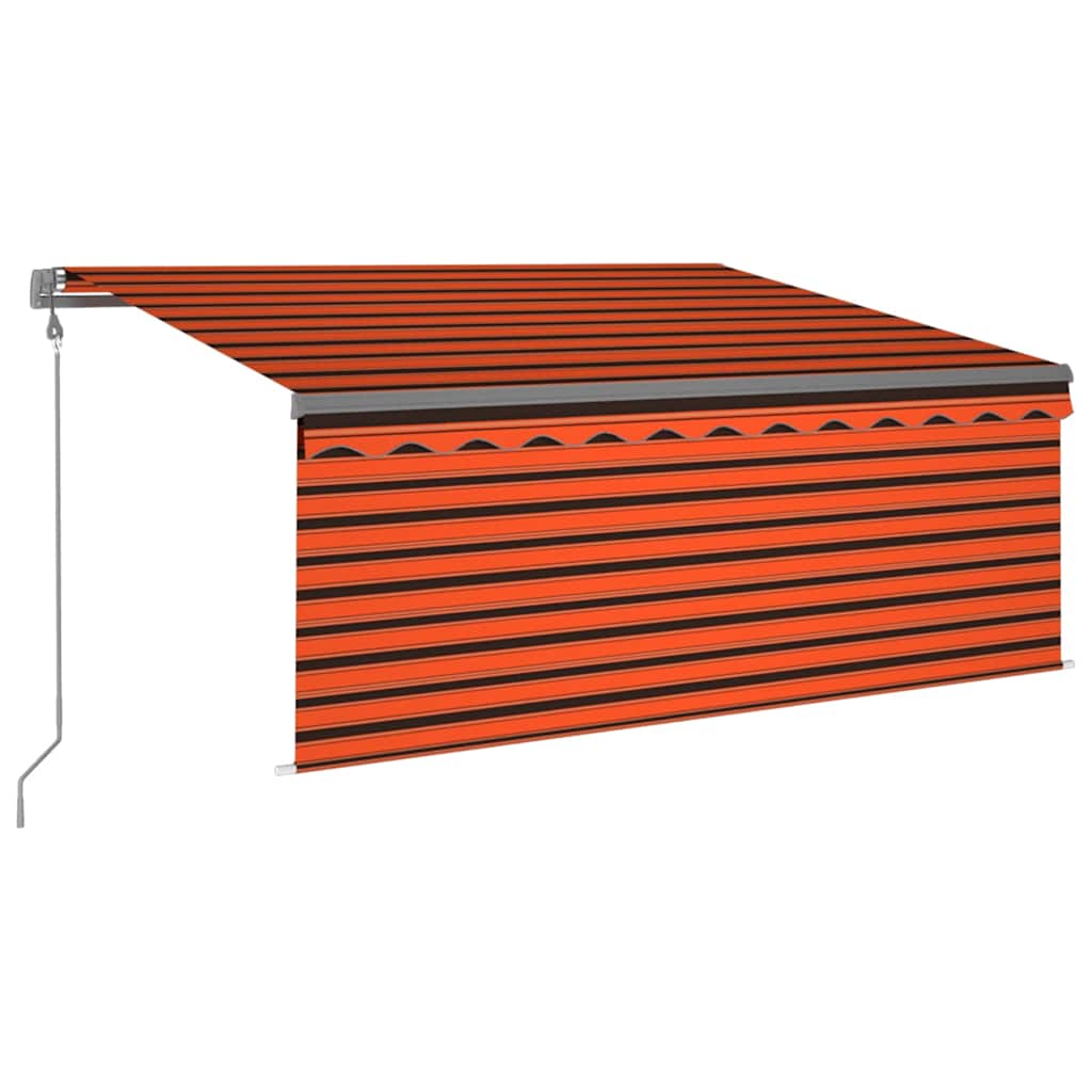 markise m. gardin+LED+vindsensor 3,5x2,5 m auto orange/brun