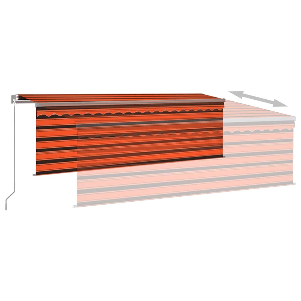 markise m. gardin 4x3 m manuel betjening orange og brun