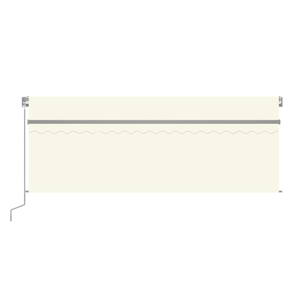 markise m. gardin + LED 4x3 m manuel betjening cremefarvet