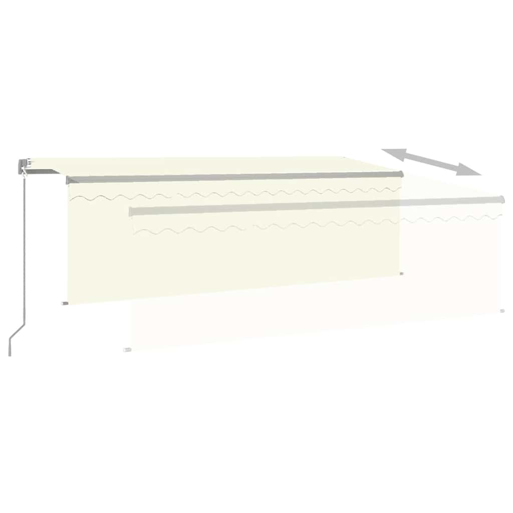 markise m. gardin + LED 4x3 m manuel betjening cremefarvet