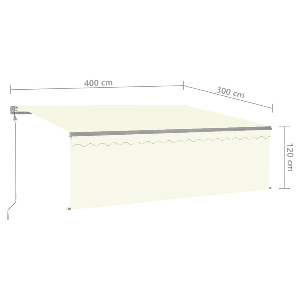 markise m. gardin 4x3 m automatisk betjening cremefarvet