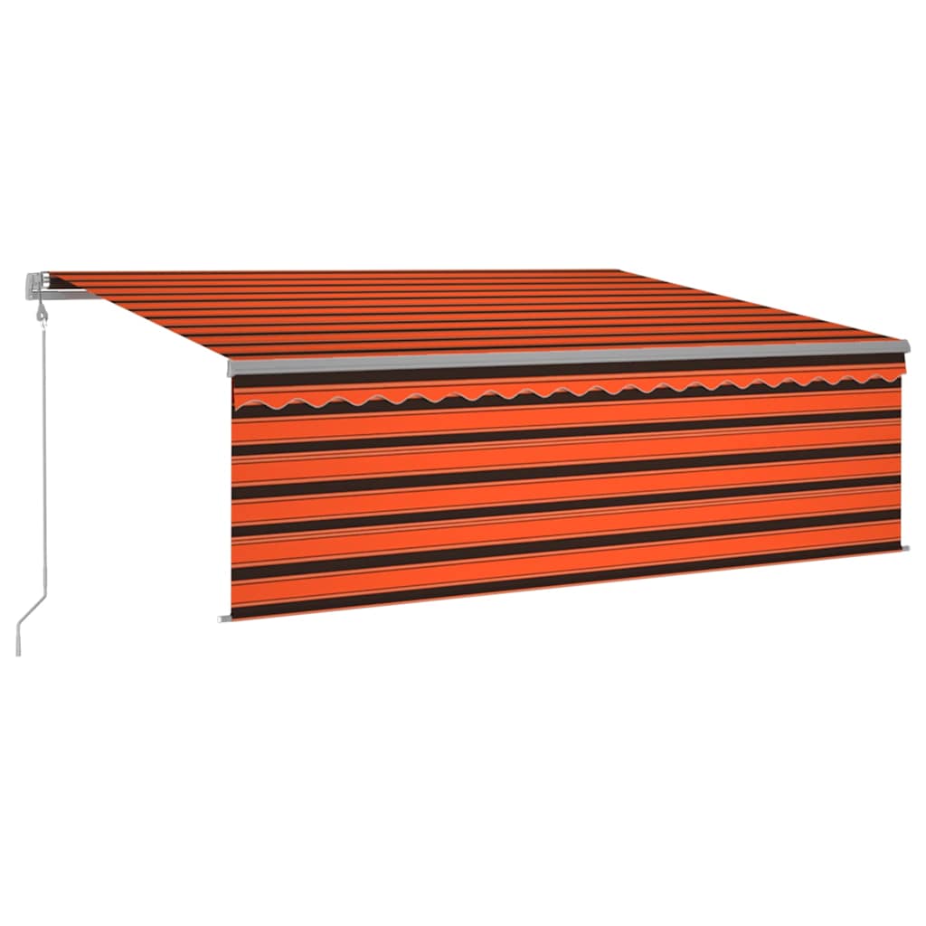 markise m. gardin 4x3 m automatisk betjening orange og brun