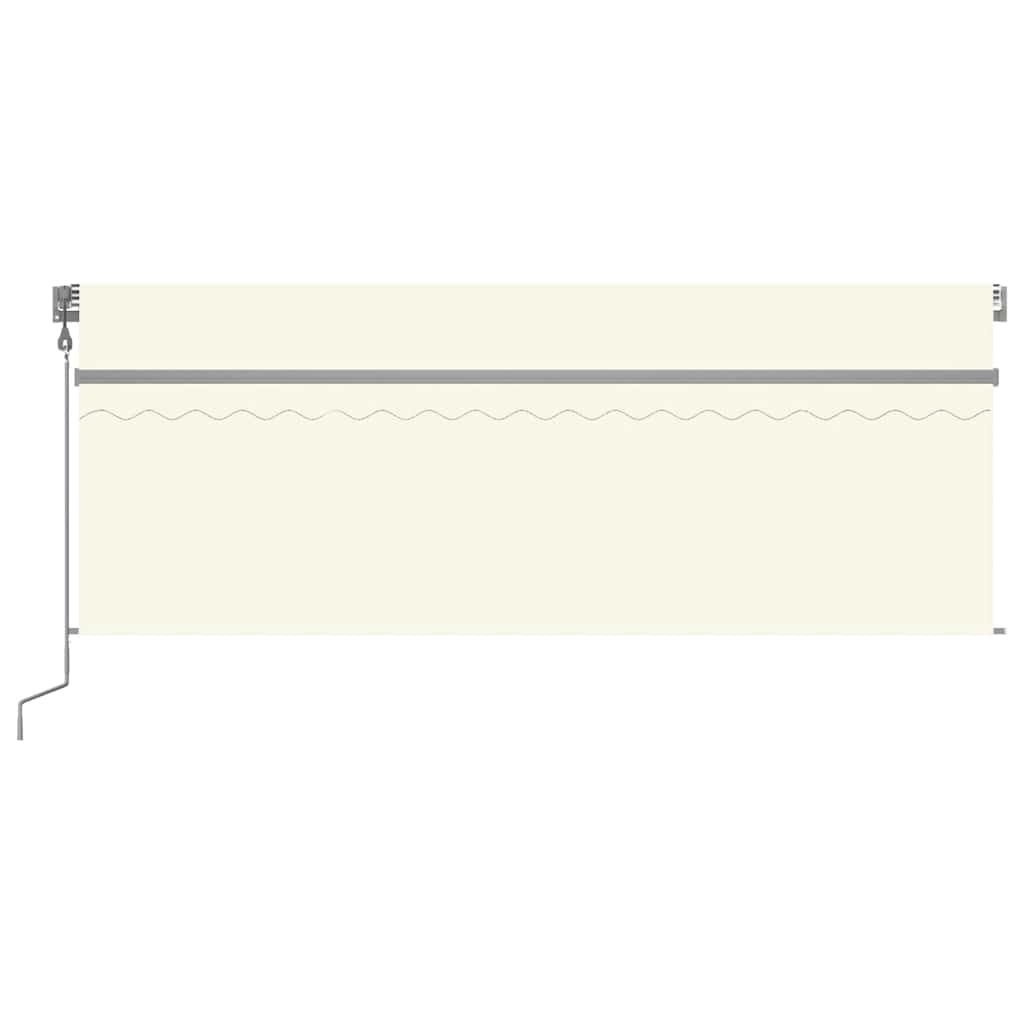 markise m. gardin+LED+vindsensor 4x3 m automatisk cremefarvet