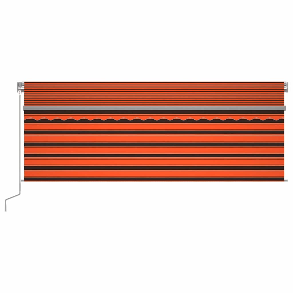 markise m. gardin+LED+vindsensor 4x3 m automatisk orange/brun