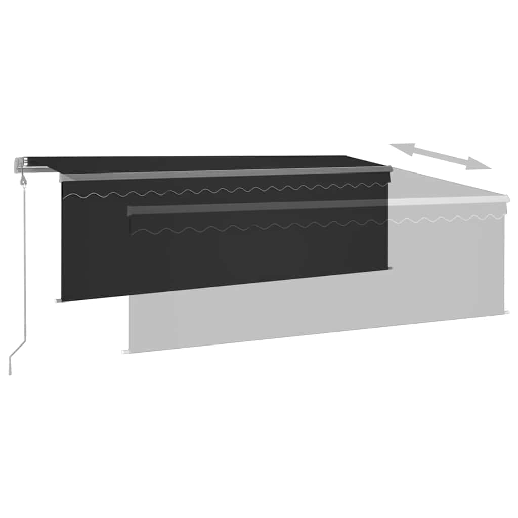 markise m. gardin+LED+vindsensor 4,5x3 m automatisk antracitgrå