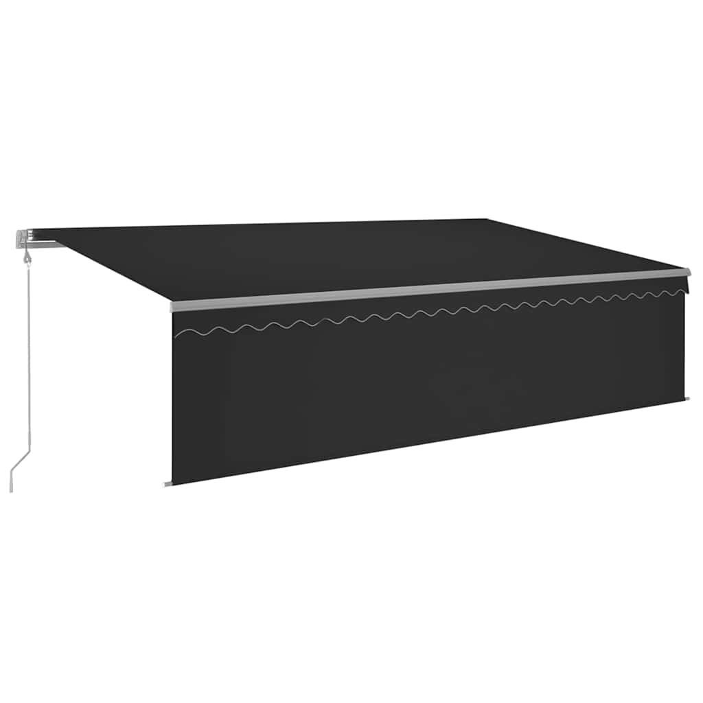 markise m. gardin+LED+vindsensor 5x3 m automatisk antracitgrå