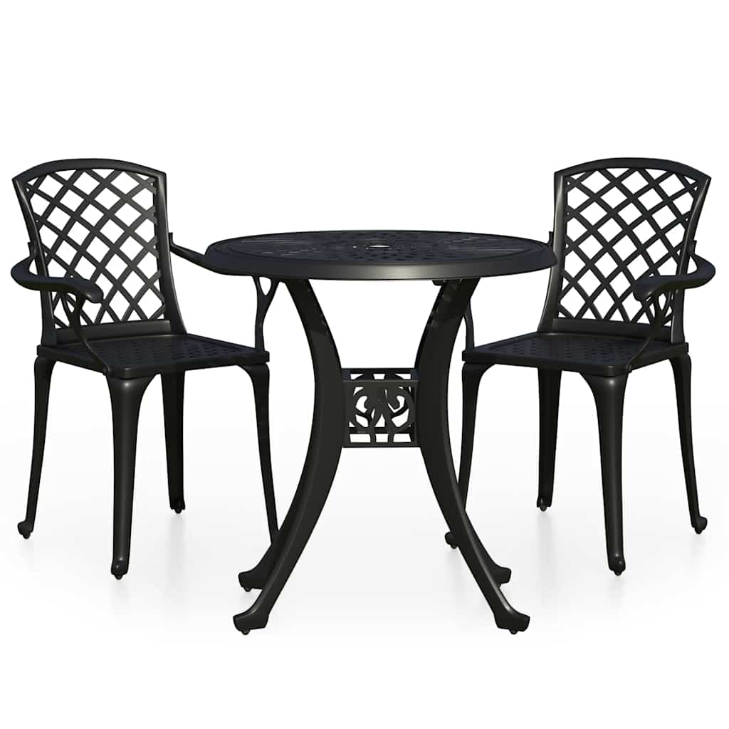 bistrosæt 3 dele støbt aluminium sort