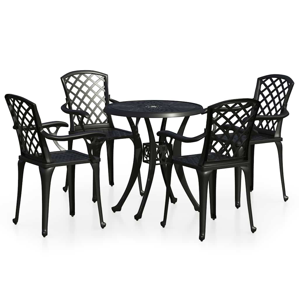 bistrosæt 5 dele støbt aluminium sort