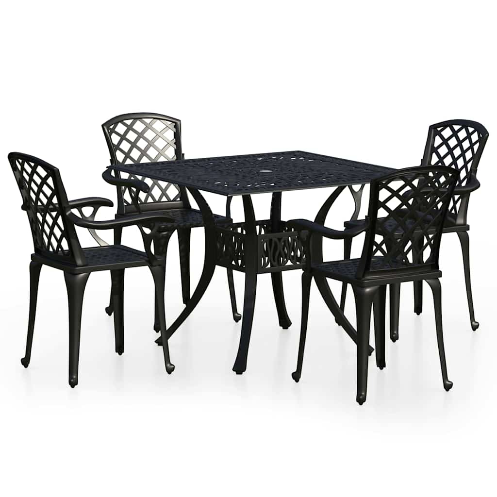 bistrosæt 5 dele støbt aluminium sort