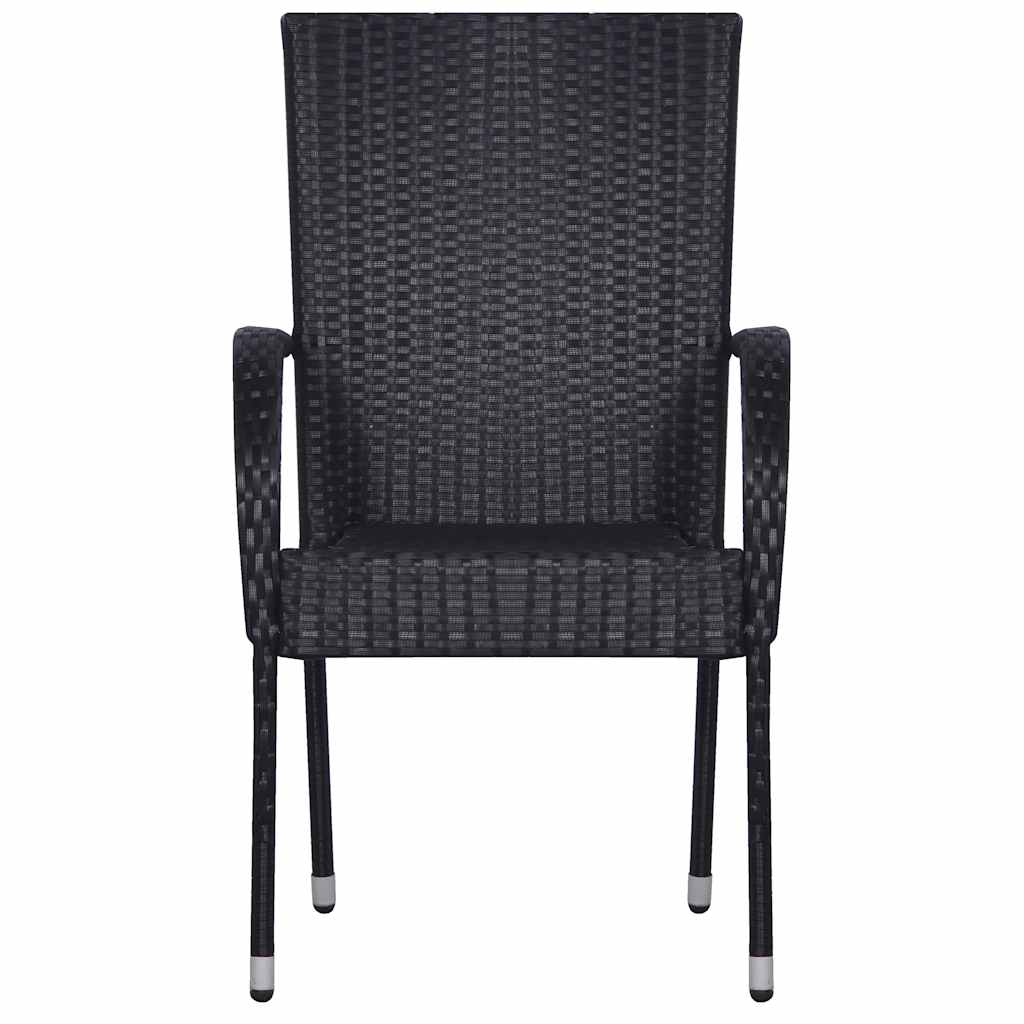 spisebordssæt til haven 7 dele polyrattan sort