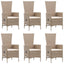 spisebordssæt til haven 7 dele polyrattan beige