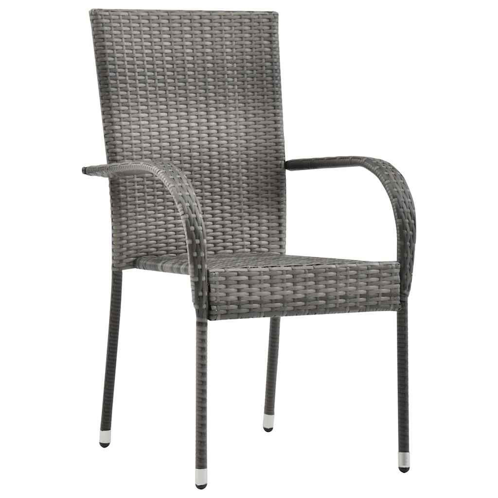 spisebordssæt til haven 3 dele polyrattan grå