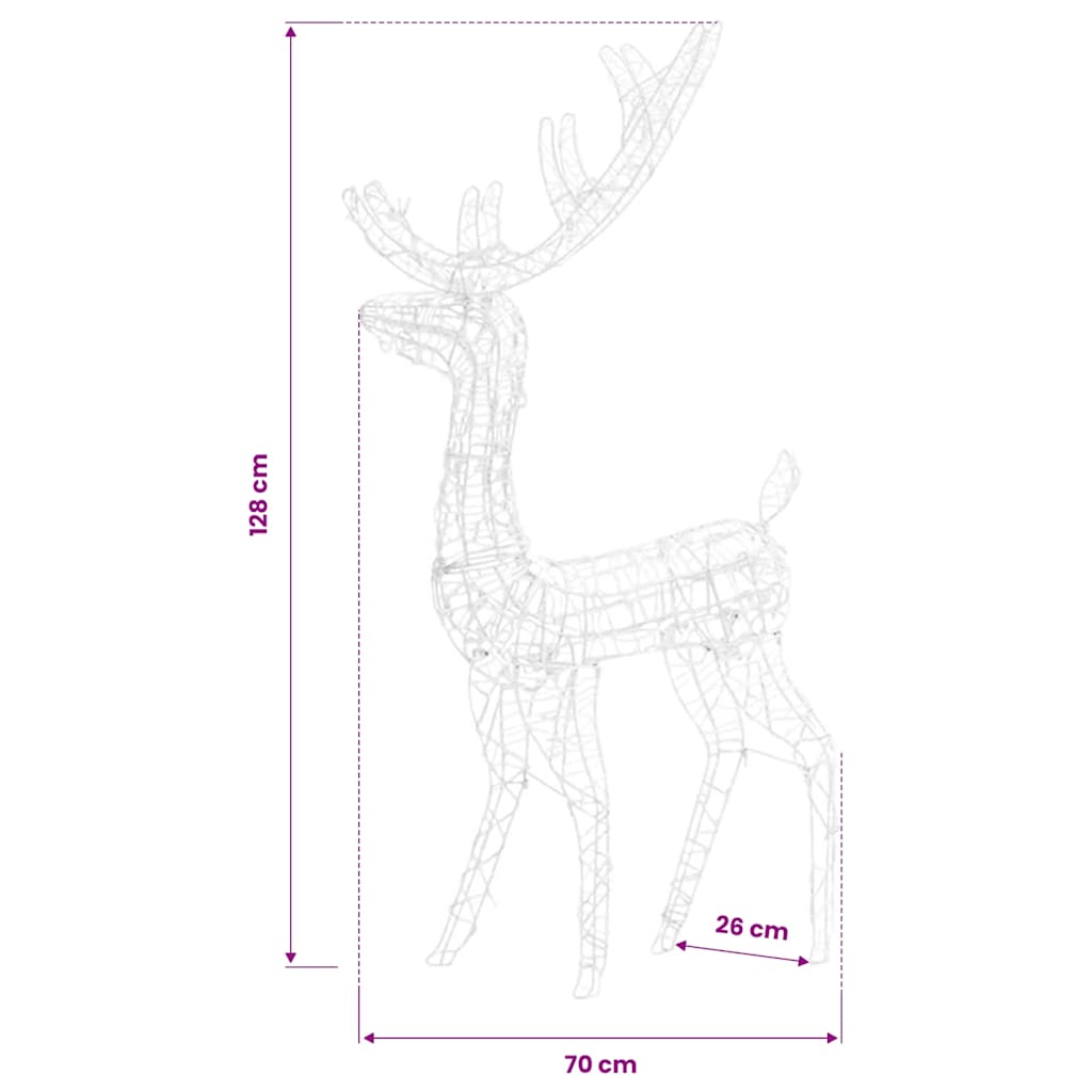 juledekoration rensdyr 140 LED'er 128 cm akryl blå