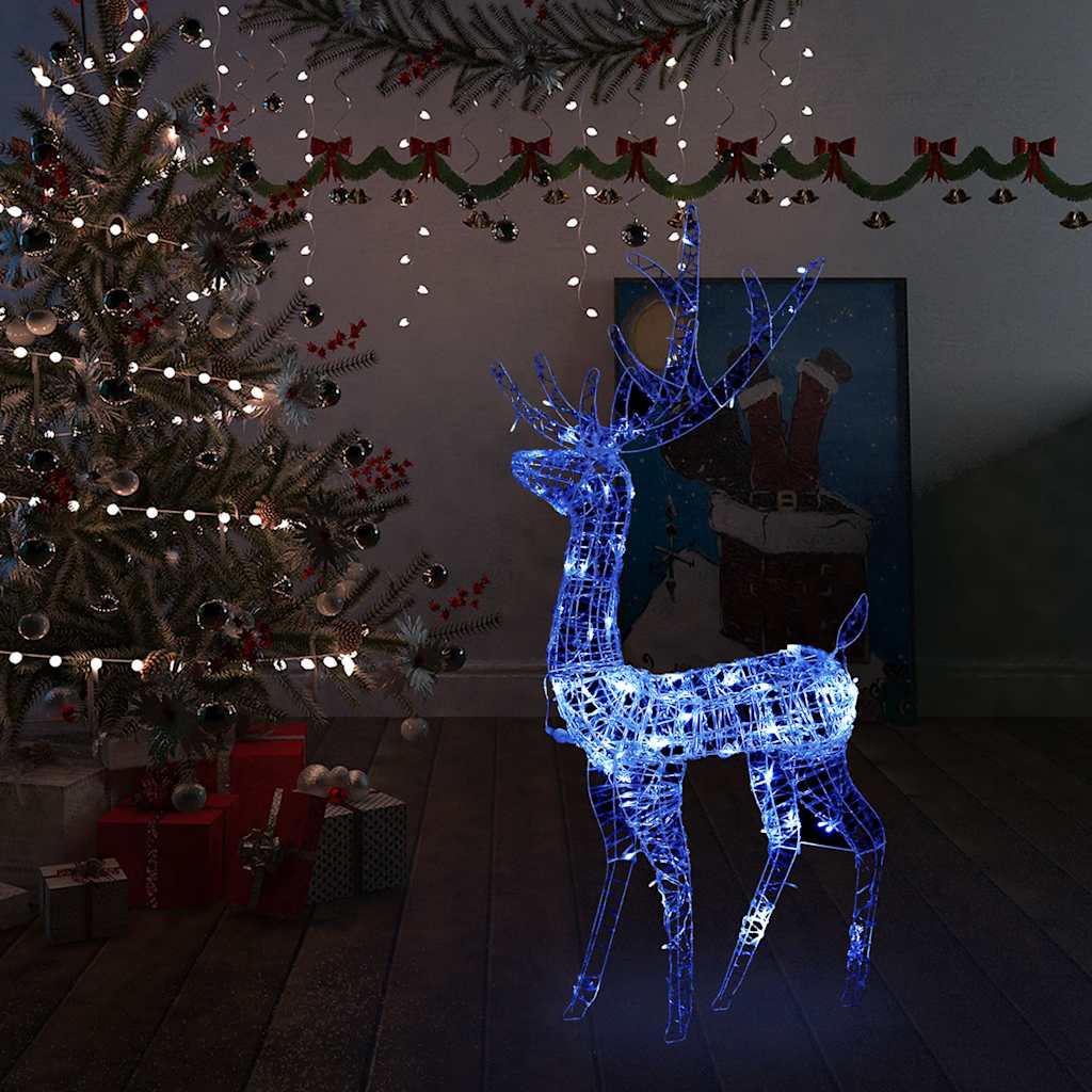 juledekoration rensdyr 140 LED'er 128 cm akryl blå