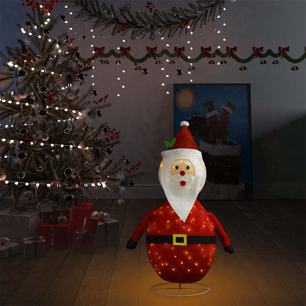 dekorativ julemandsfigur m. LED-lys 90 cm luksuriøst stof