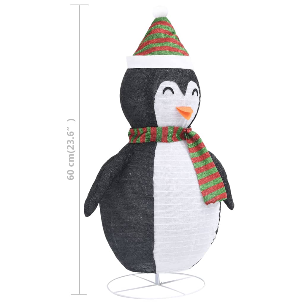 dekorativ julepingvin m. LED-lys 60 cm luksuriøst stof