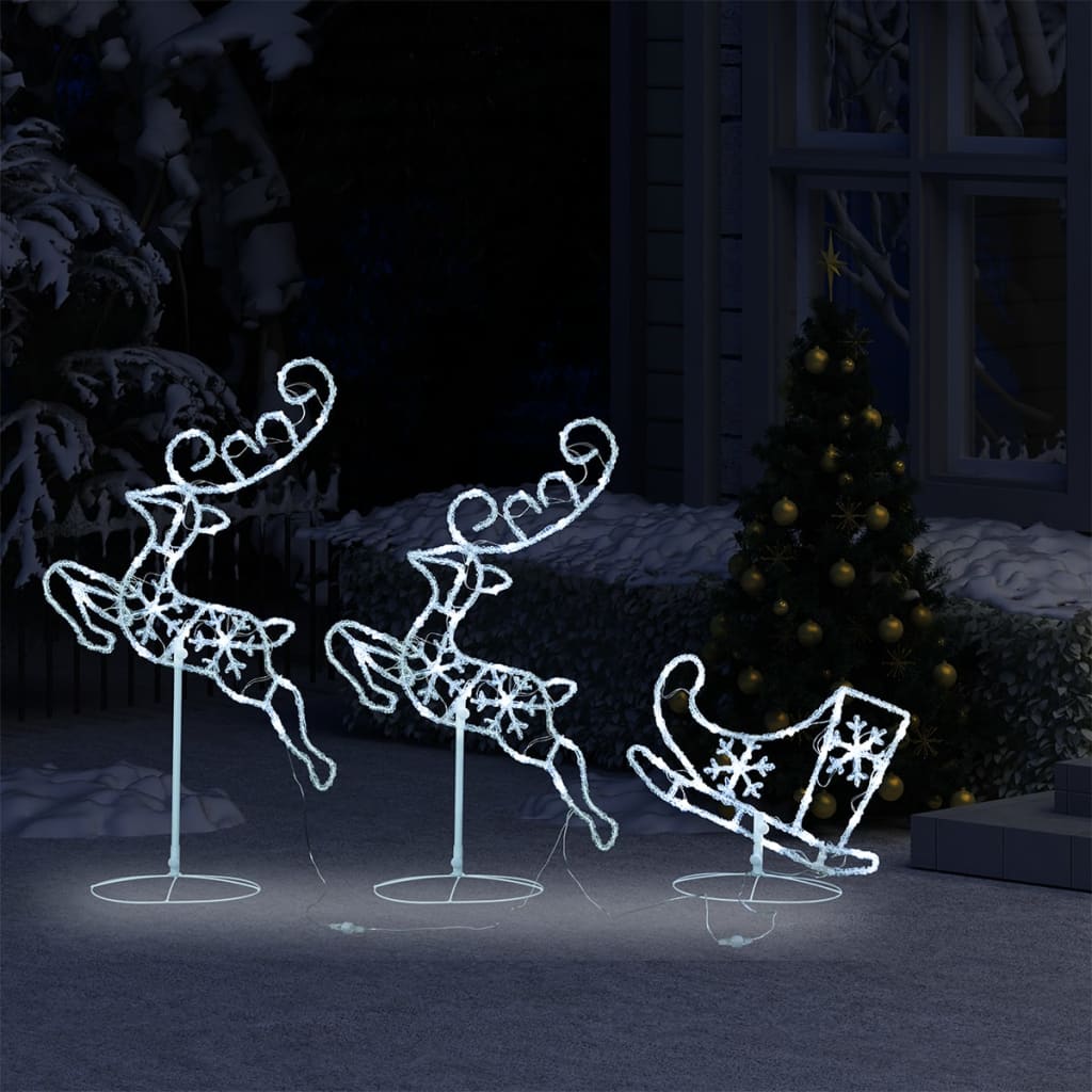 flyvende rensdyr m. kane 260x21x87 cm akryl kold hvid
