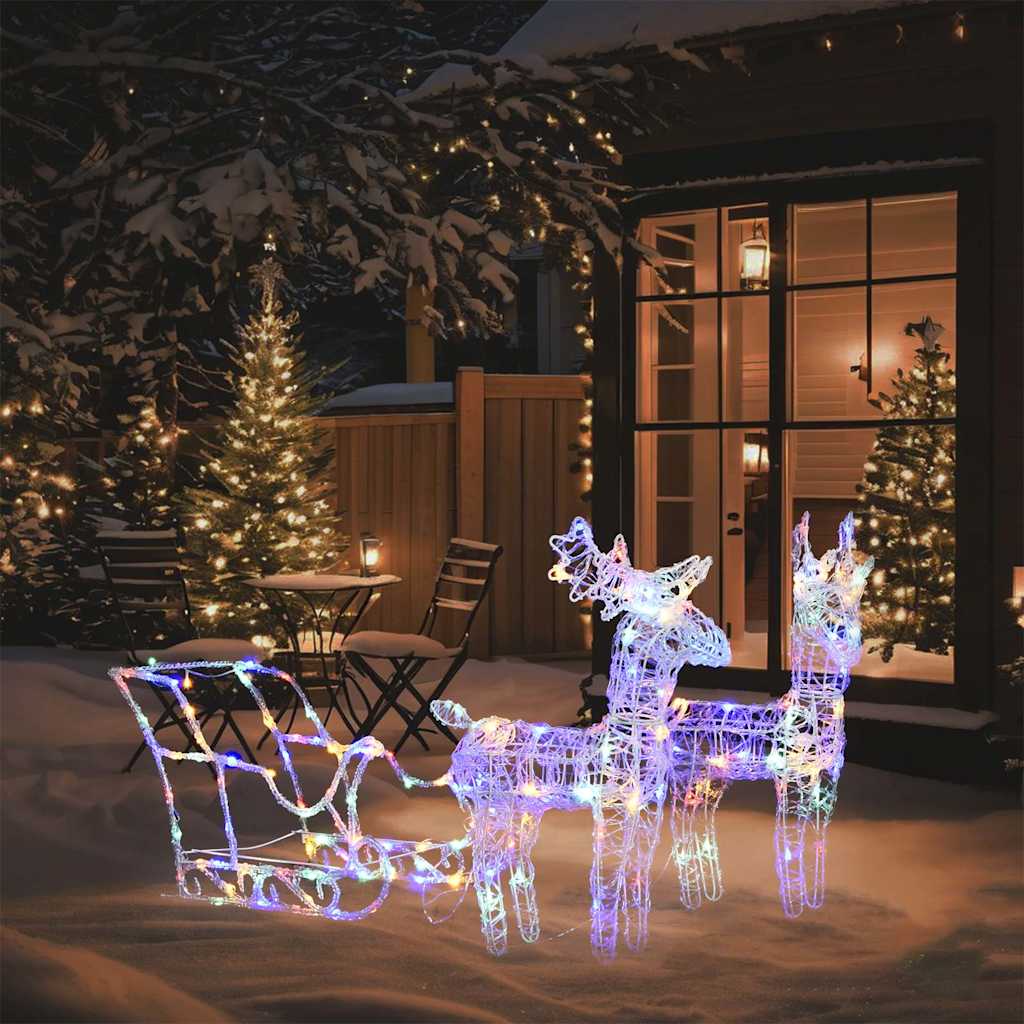 rensdyr og kane julefigur 160 LED'er 130 cm akryl