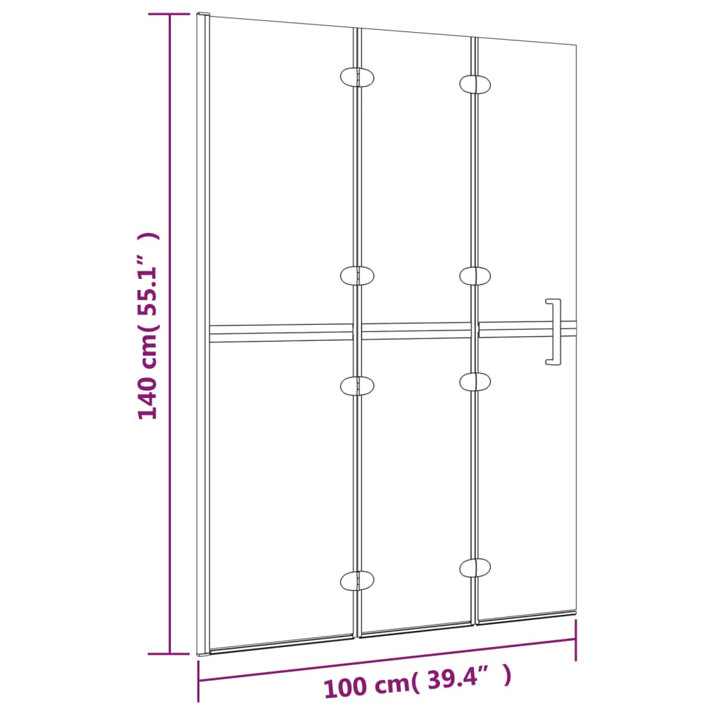foldbar bruseafskærmning 100x140 cm sikkerhedsglas hvid