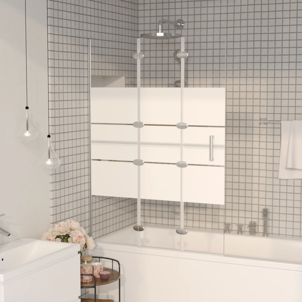 foldbar bruseafskærmning 100x140 cm sikkerhedsglas hvid