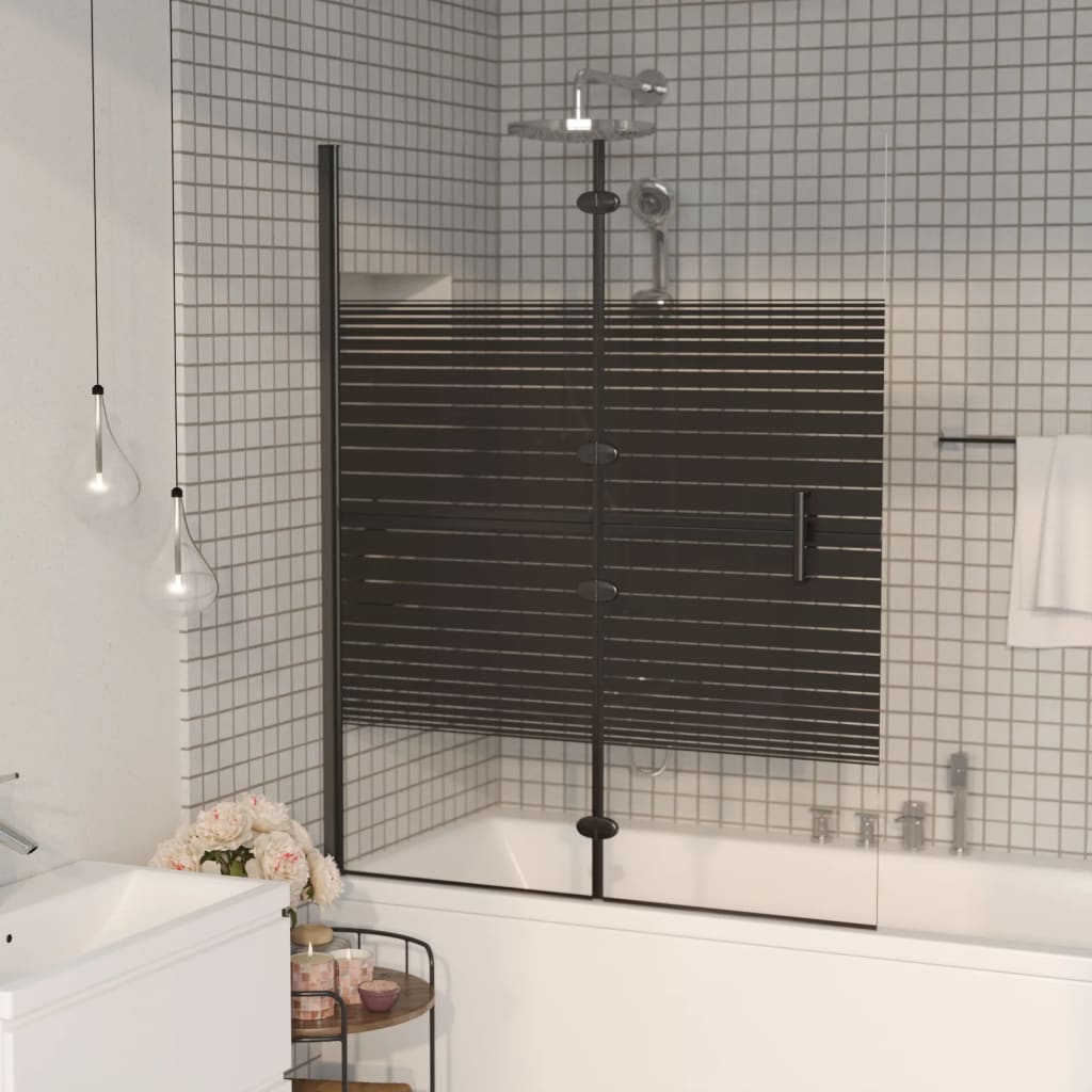foldbar bruseafskærmning 120x140 cm sikkerhedsglas sort
