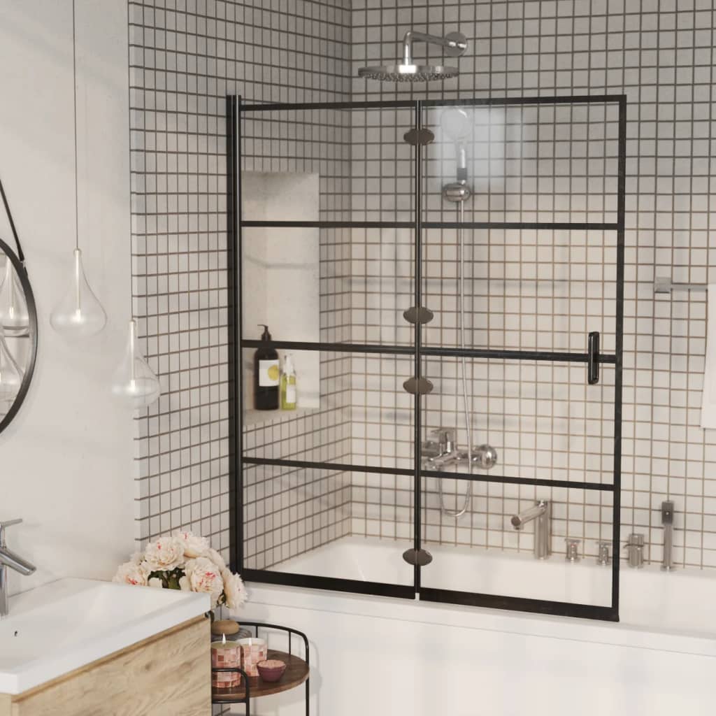 foldbar bruseafskærmning 120x140 cm sikkerhedsglas sort