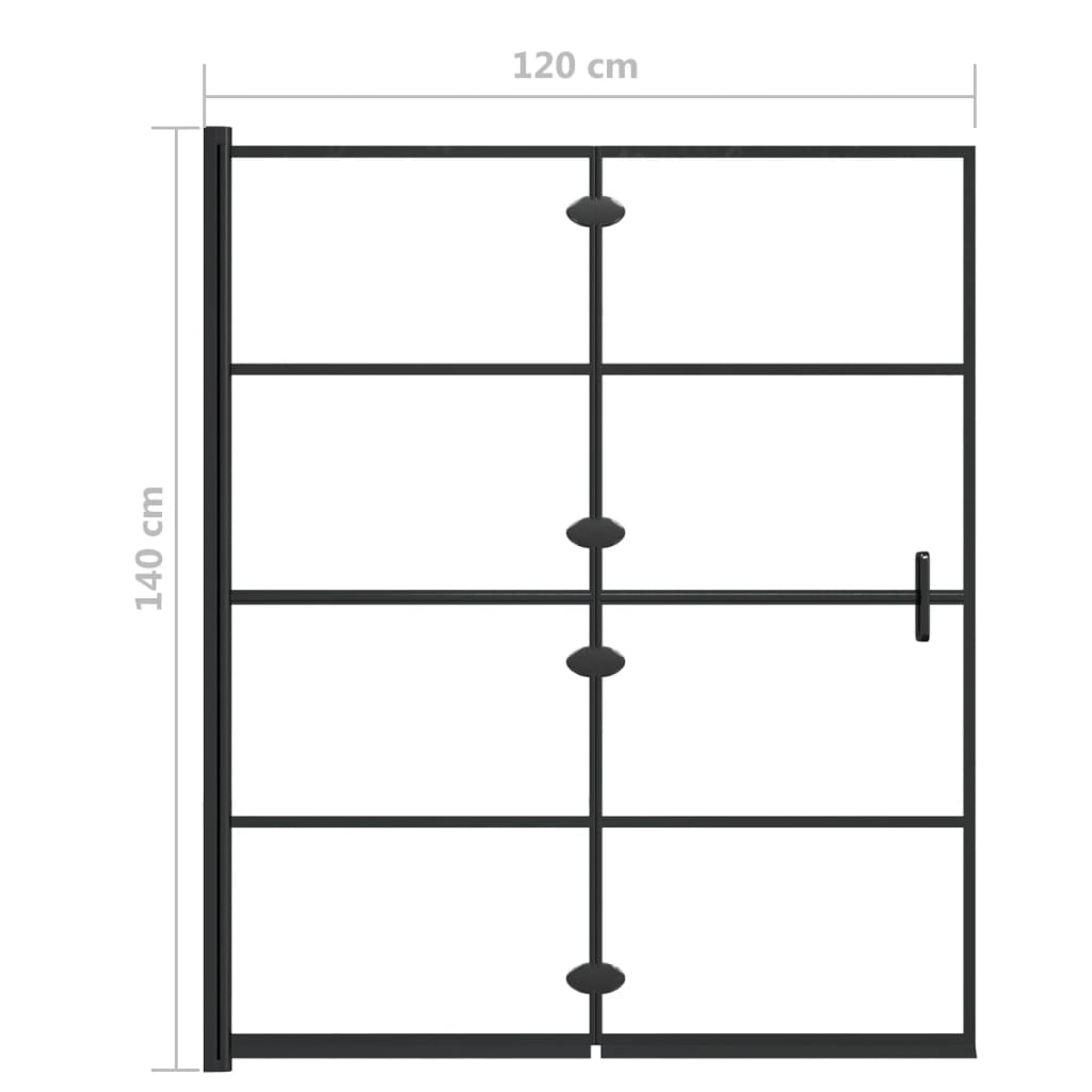 foldbar bruseafskærmning 120x140 cm sikkerhedsglas sort