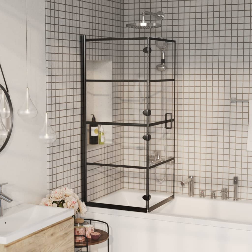 foldbar bruseafskærmning 120x140 cm sikkerhedsglas sort