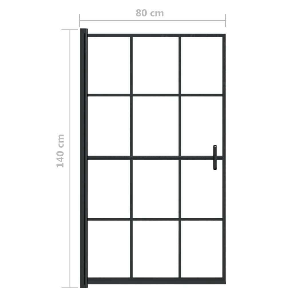 bruseafskærmning 80x140 cm sikkerhedsglas sort