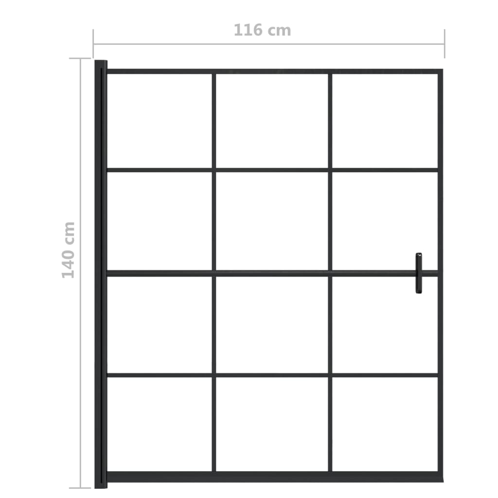bruseafskærmning 116x140 cm sikkerhedsglas sort