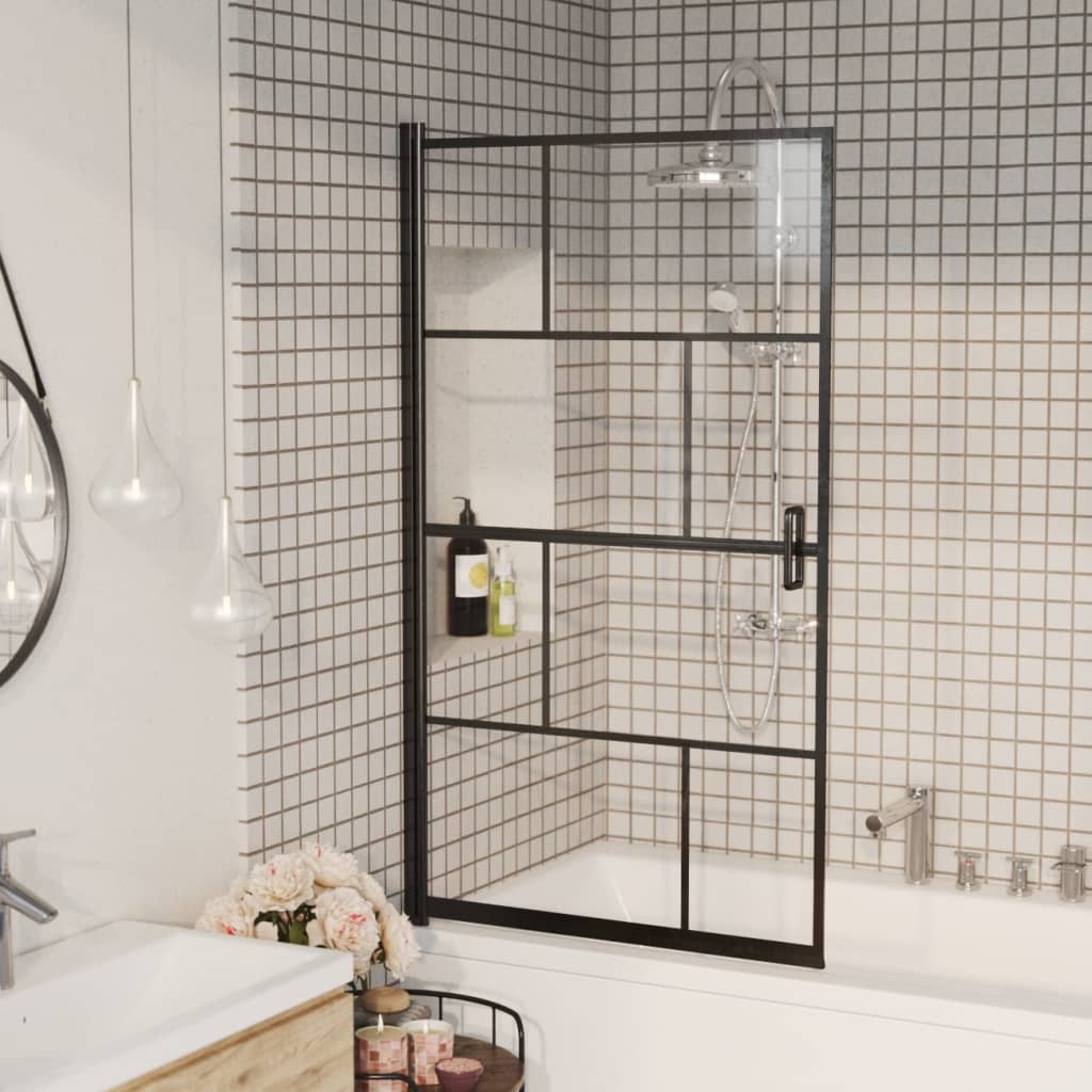 bruseafskærmning 80x140 cm sikkerhedsglas sort