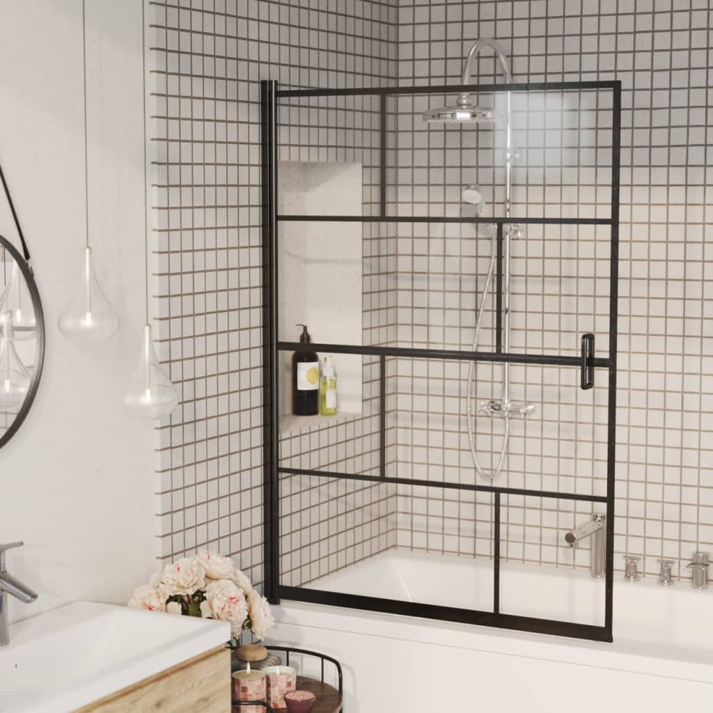bruseafskærmning 100x140 cm sikkerhedsglas sort