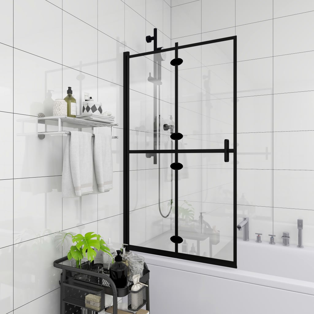 foldbar brusekabine 100x140 cm sikkerhedsglas sort