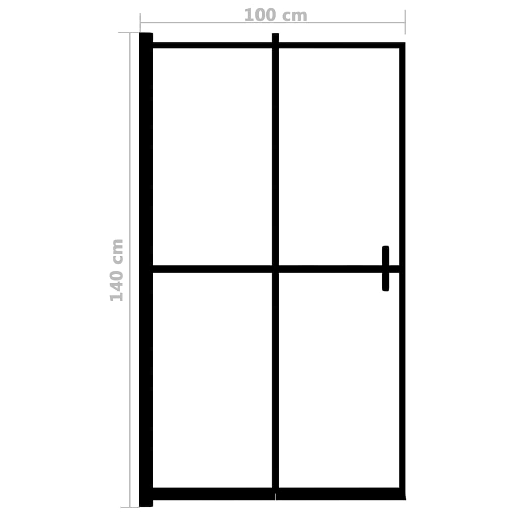 foldbar brusekabine 100x140 cm sikkerhedsglas sort