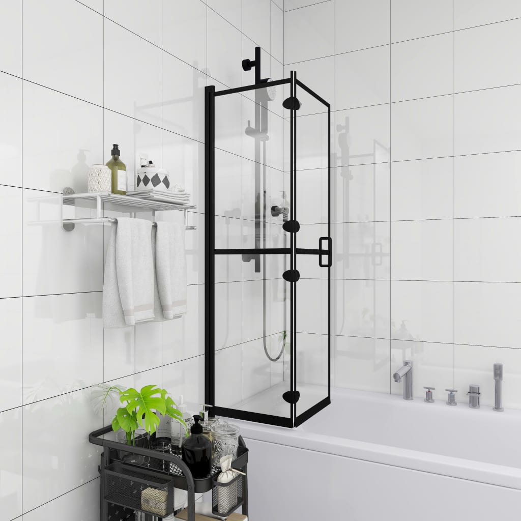 foldbar brusekabine 100x140 cm sikkerhedsglas sort