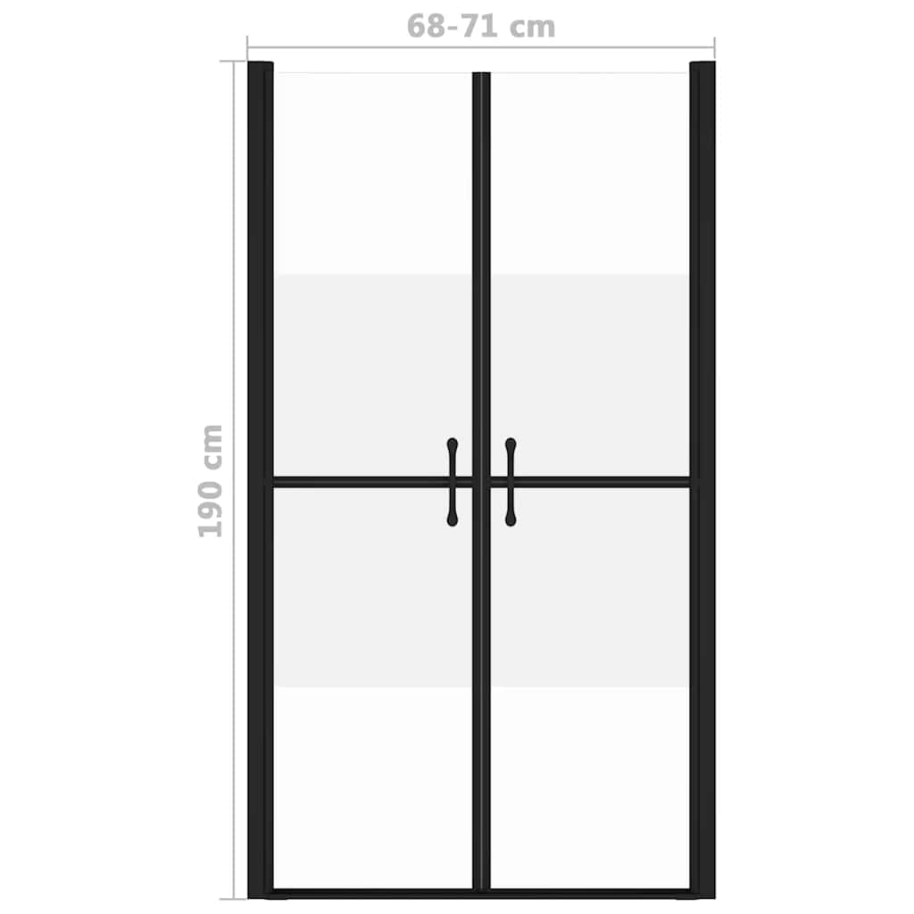 brusedør (68-71)x190 cm sikkerhedsglas delvist matteret