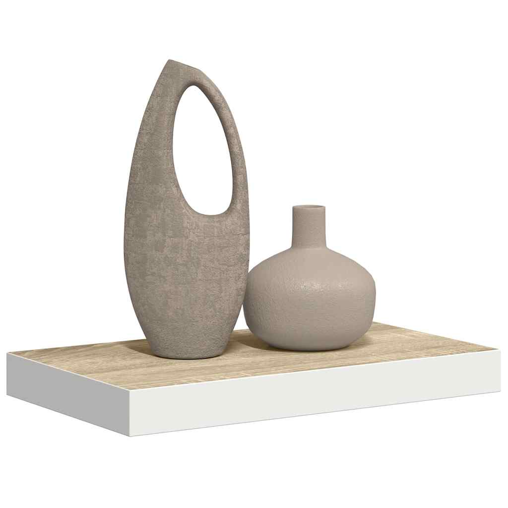 væghylde 40x23,5x3,8 cm MDF egetræsfarve og hvid