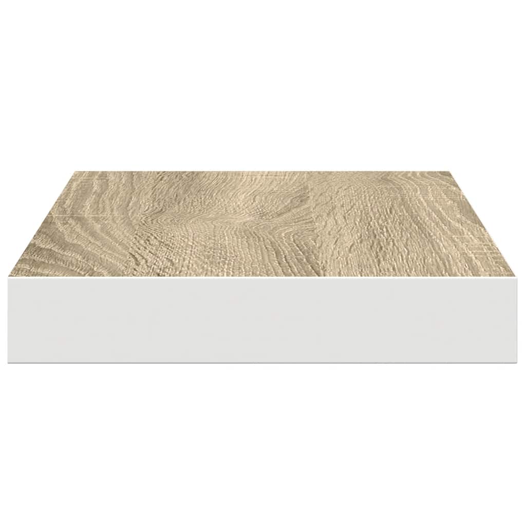 væghylde 40x23,5x3,8 cm MDF egetræsfarve og hvid