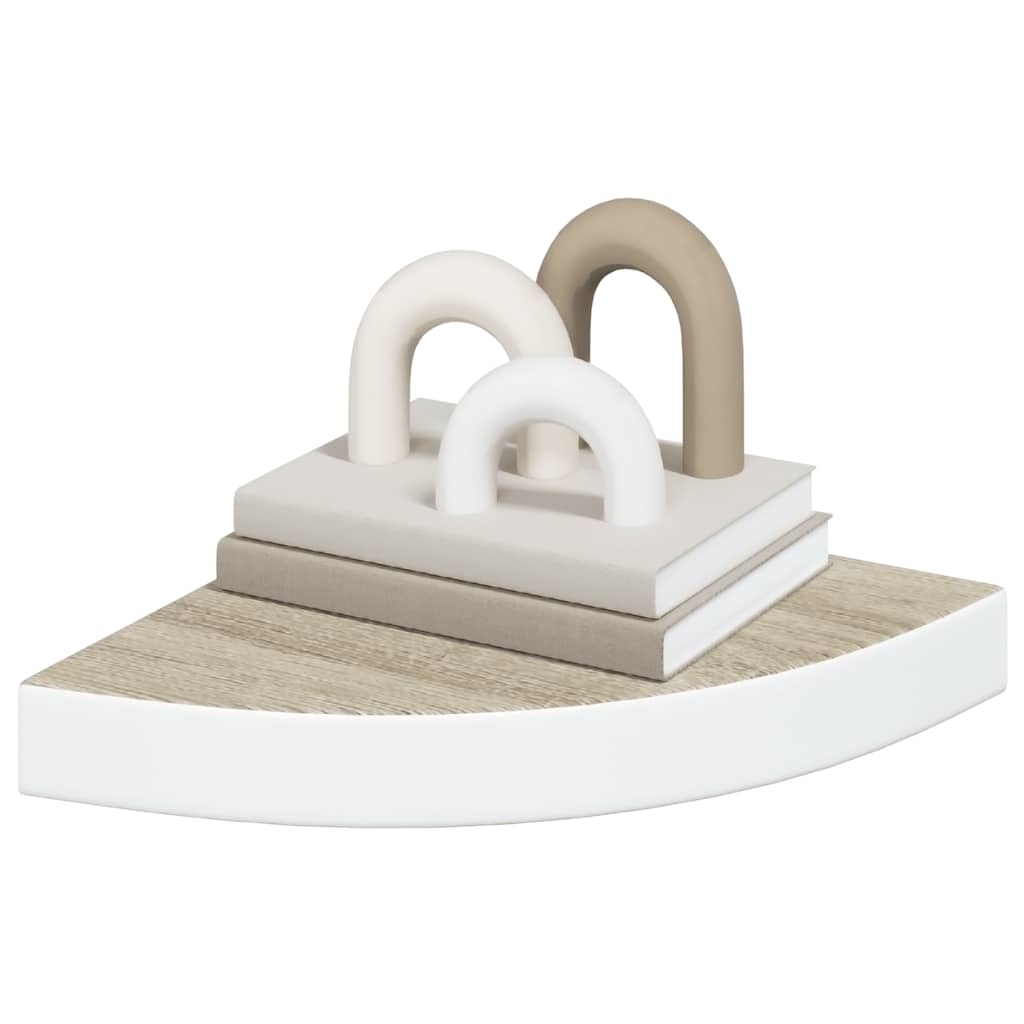 hjørnehylder 4 stk. 25x25x3,8 cm MDF egetræsfarvet og hvid