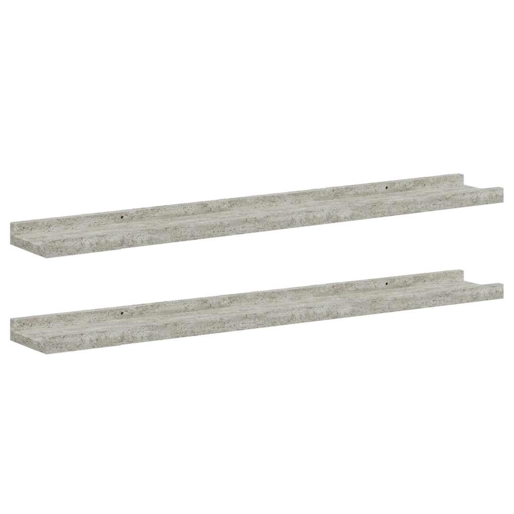 væghylder 2 stk. 80x9x3 cm betongrå