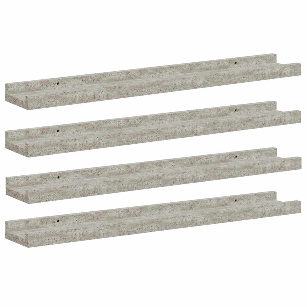 væghylder 4 stk. 60x9x3 cm betongrå